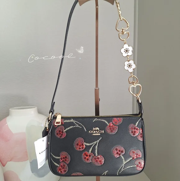 NWT Coach Nolita 19 In Signature Canvas With Cherry Print  Plus Extended Chain - Picture 2 of 12